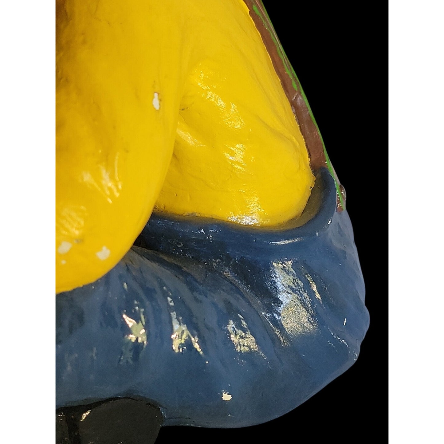 Large Colorful Clown Statue 12" Solid Chalkware Unsigned Tambourines Bright