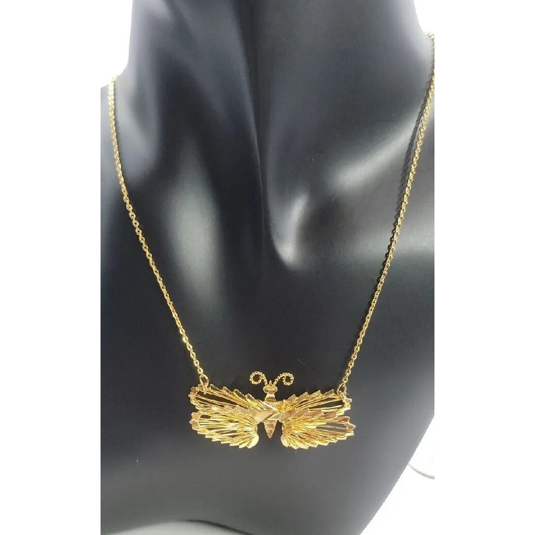3-D Butterfly Necklace 18" Chain Ladies Gold-Tone