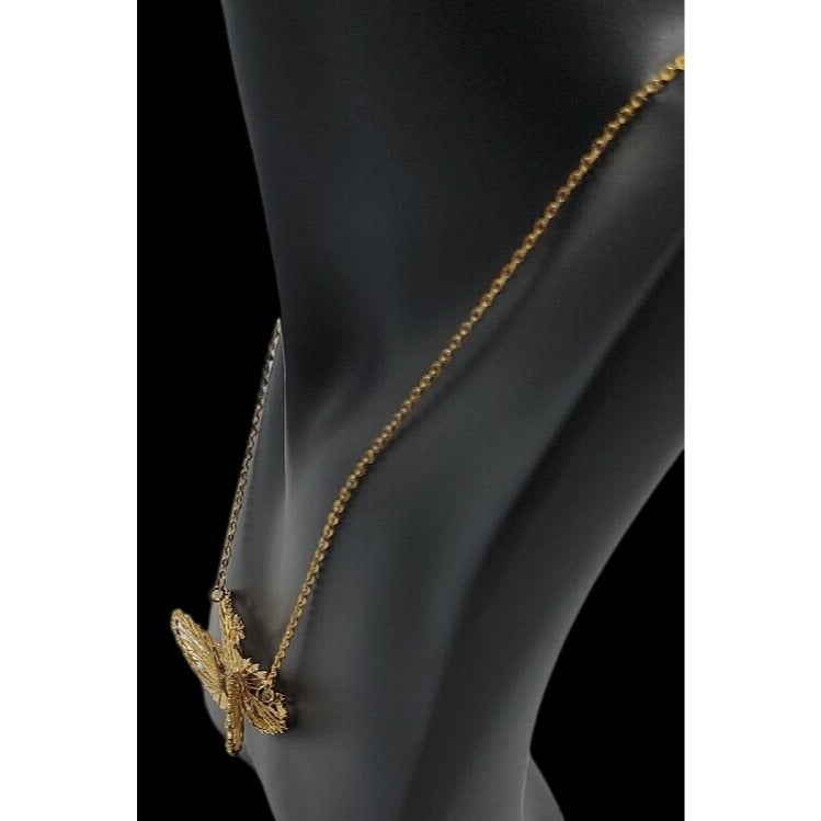 3-D Butterfly Necklace 18" Chain Ladies Gold-Tone
