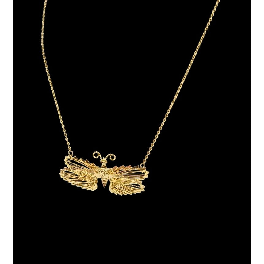 3-D Butterfly Necklace 18" Chain Ladies Gold-Tone