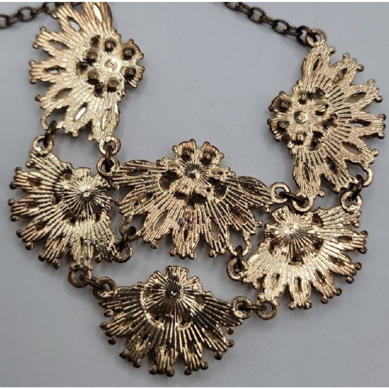 J Crew White Floral Bib Necklace Boho Style Statement 20" Necklace