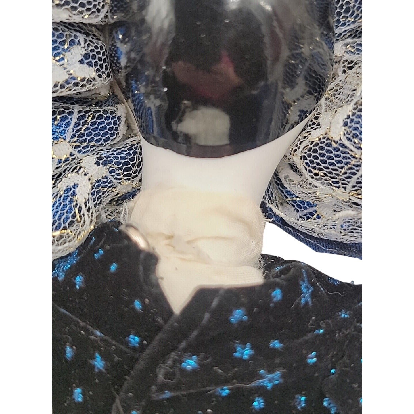 VTG Italian Harlequin Pierrot Porcelain Doll Collectors Blue Black Clothes 14"