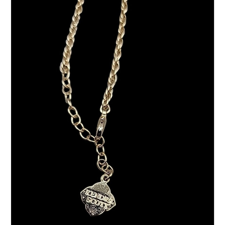 Kendra Scott Rayne Necklace 14kgp Navy Blue Faux Cats Eye Tassel Pendant 30"