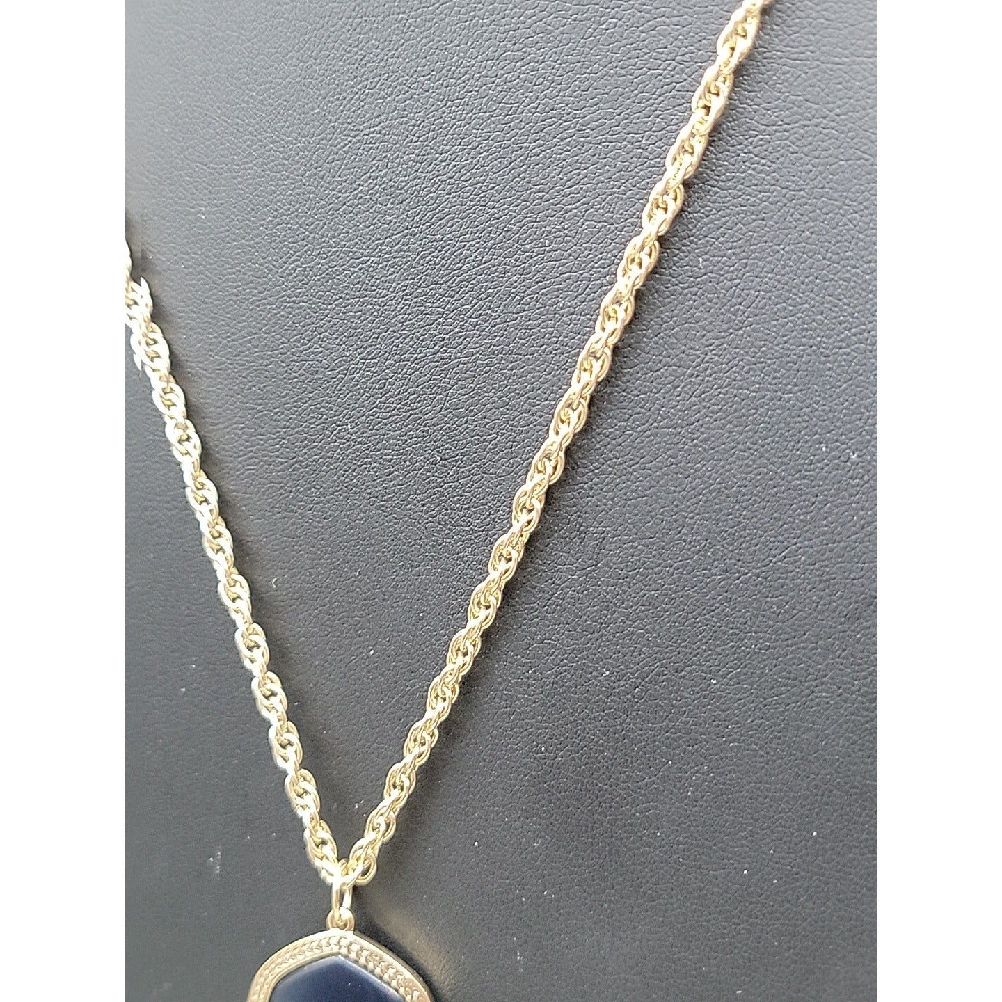Kendra Scott Rayne Necklace 14kgp Navy Blue Faux Cats Eye Tassel Pendant 30"