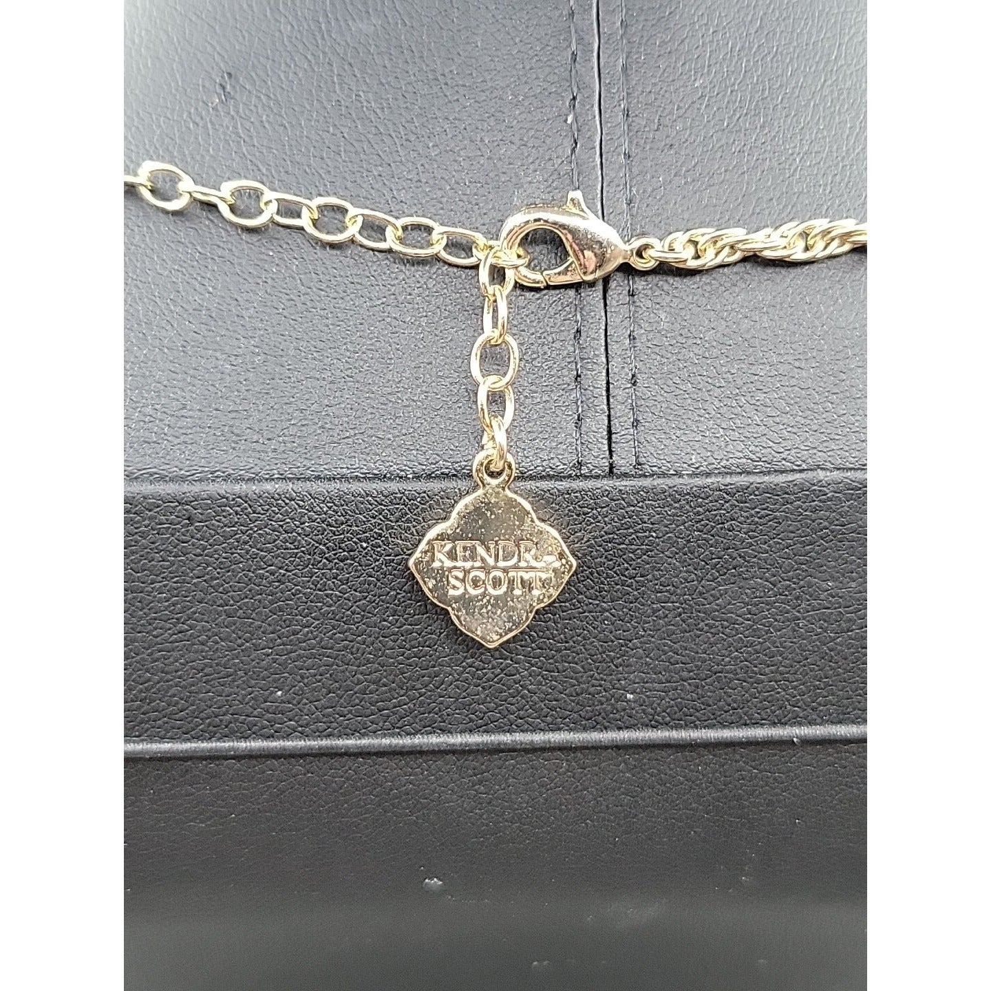 Kendra Scott Rayne Necklace 14kgp Navy Blue Faux Cats Eye Tassel Pendant 30"