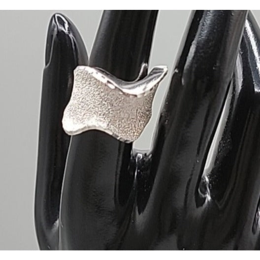 Vintage Sterling Silver Diamond Drizzle Cut Wave Ring Milor Italy Size 6.5 925