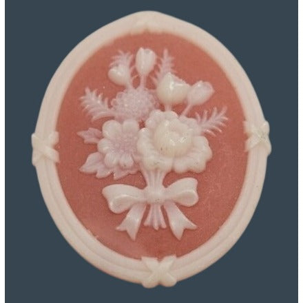 Vintage 1982 Avon Cameo Silhouette Flower Bouquet Brooch Light Pink & White