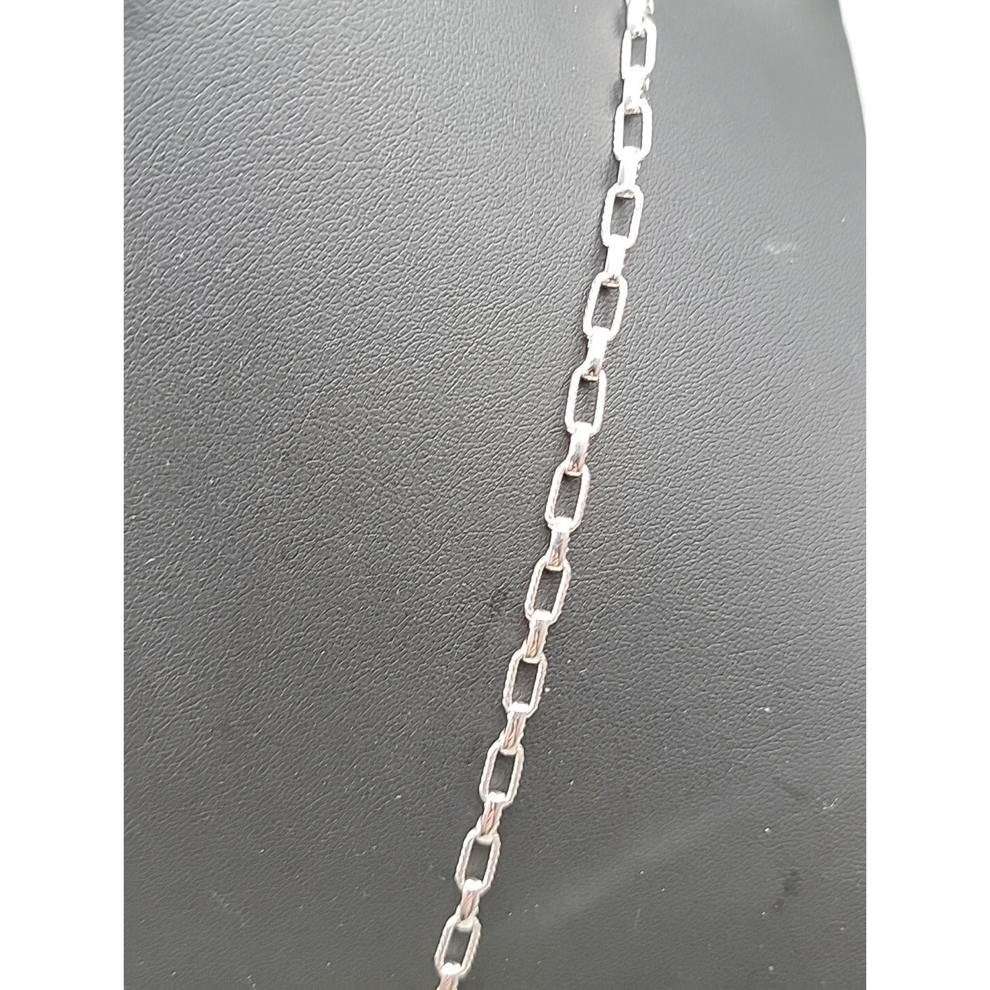 Monet Pendant Necklace Signed Open Metal Work 30" Silver Tone Chain