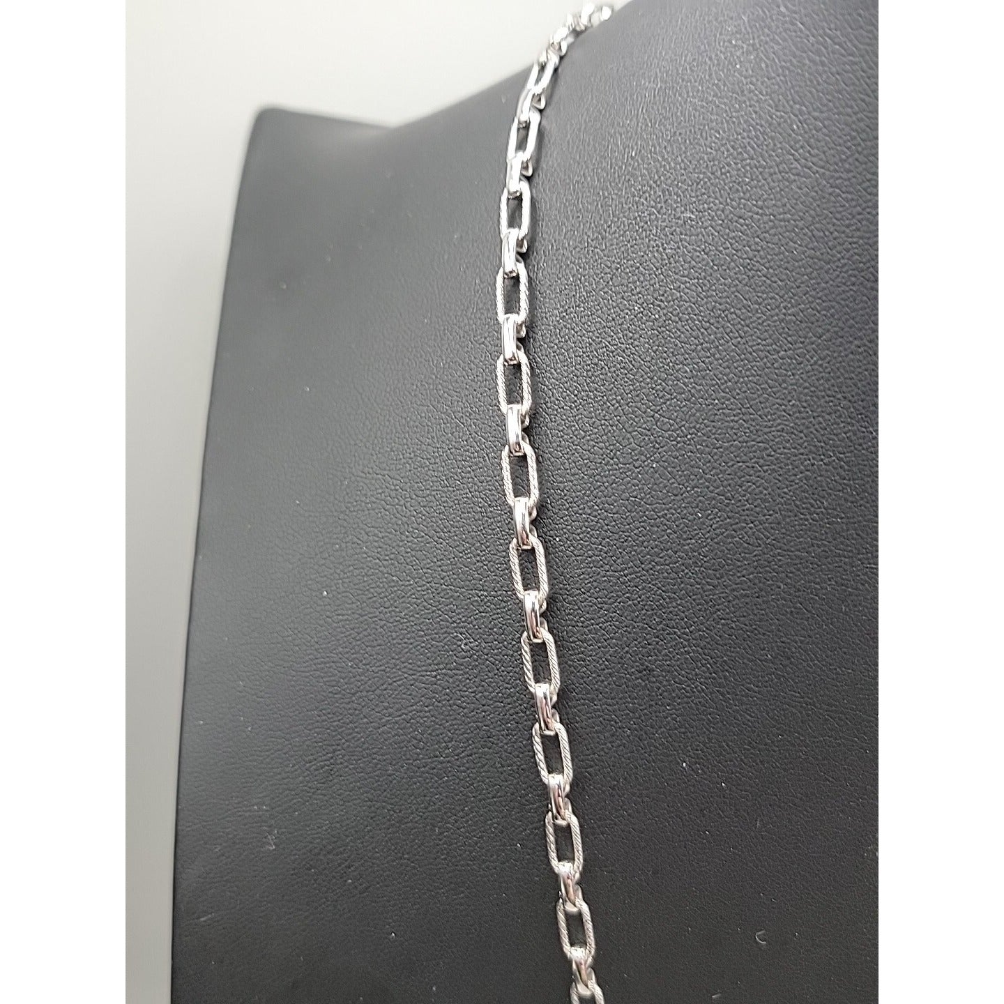 Monet Pendant Necklace Signed Open Metal Work 30" Silver Tone Chain
