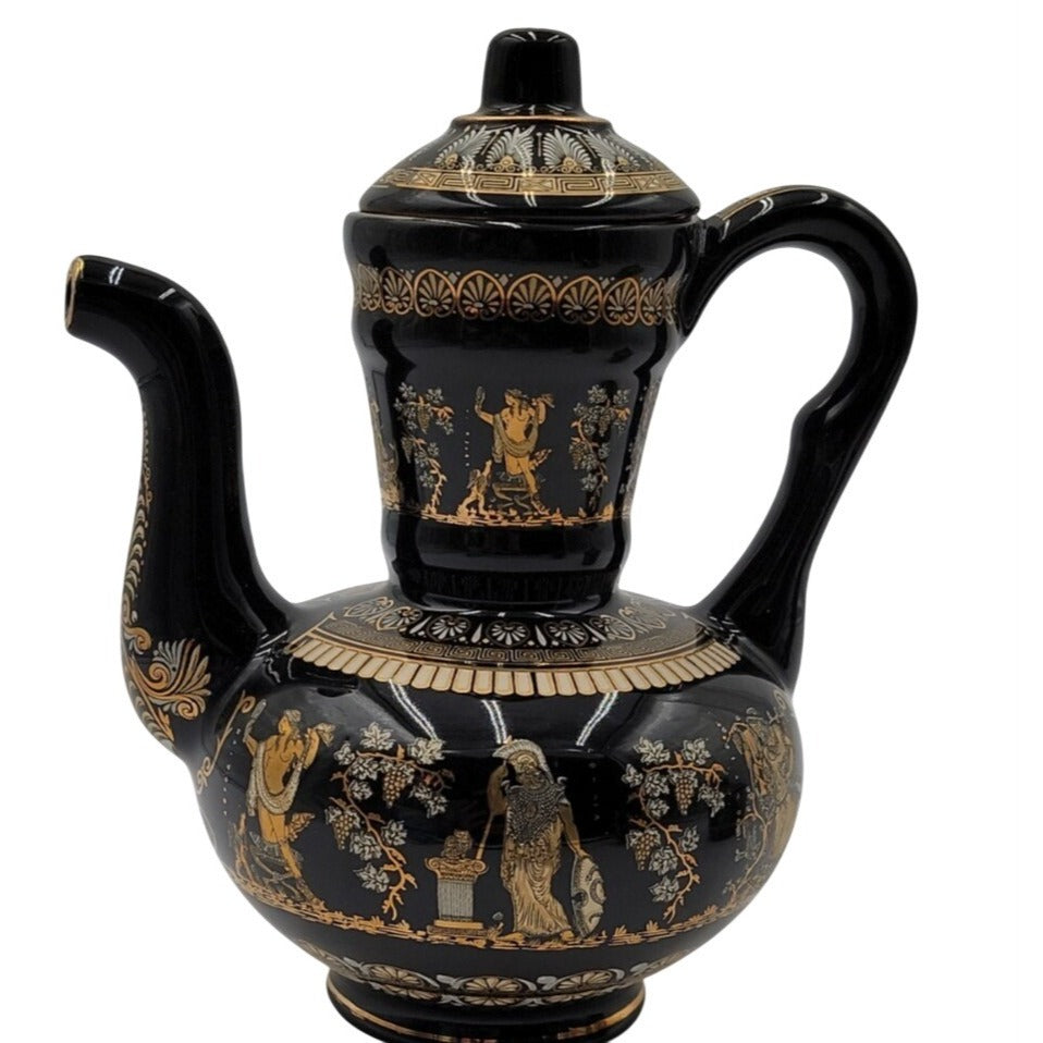Vintage Greek Tea Set Ceramotechnica Xipolias 24K Gold Handmade Hellas 3pc Mint