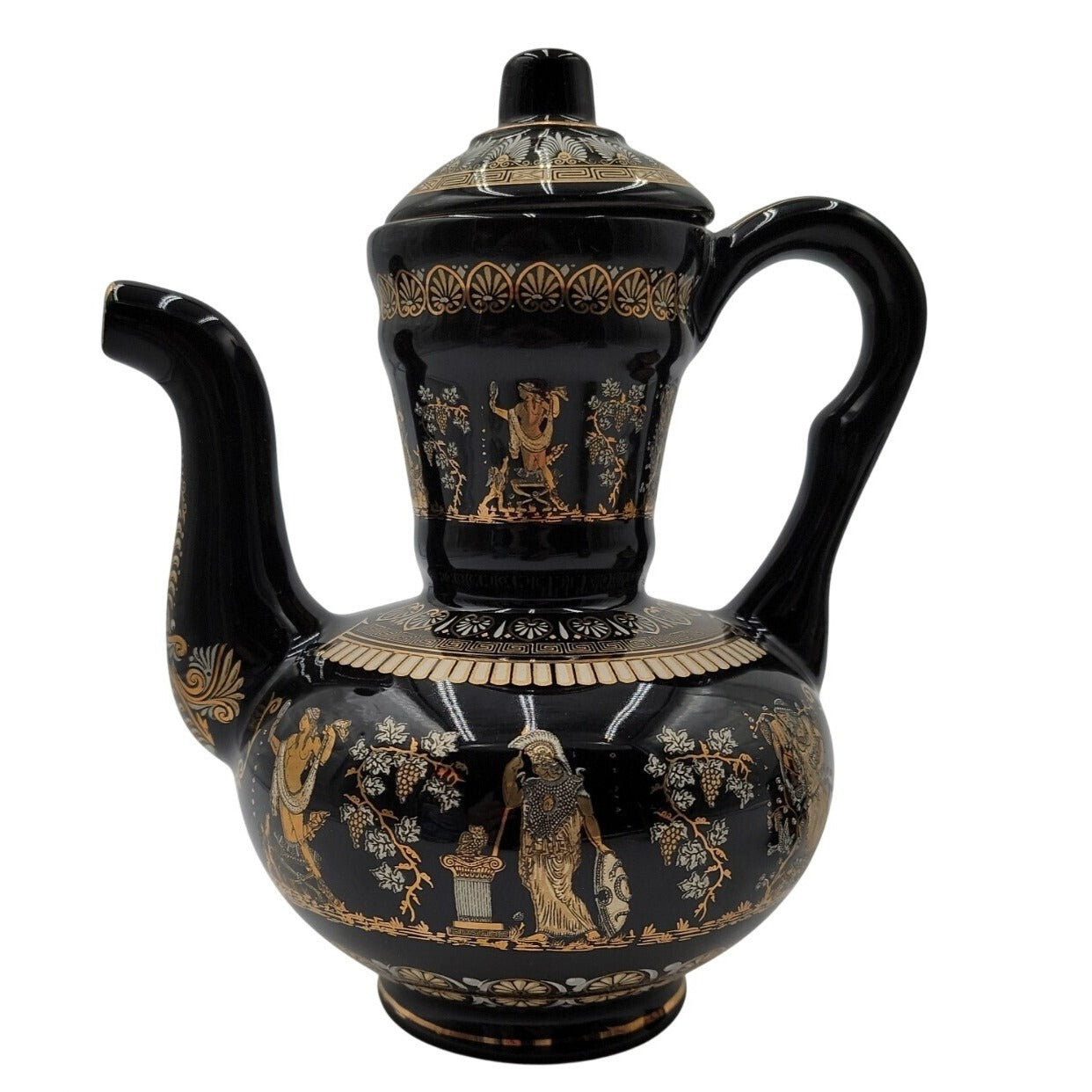Vintage Greek Tea Set Ceramotechnica Xipolias 24K Gold Handmade Hellas 3pc Mint
