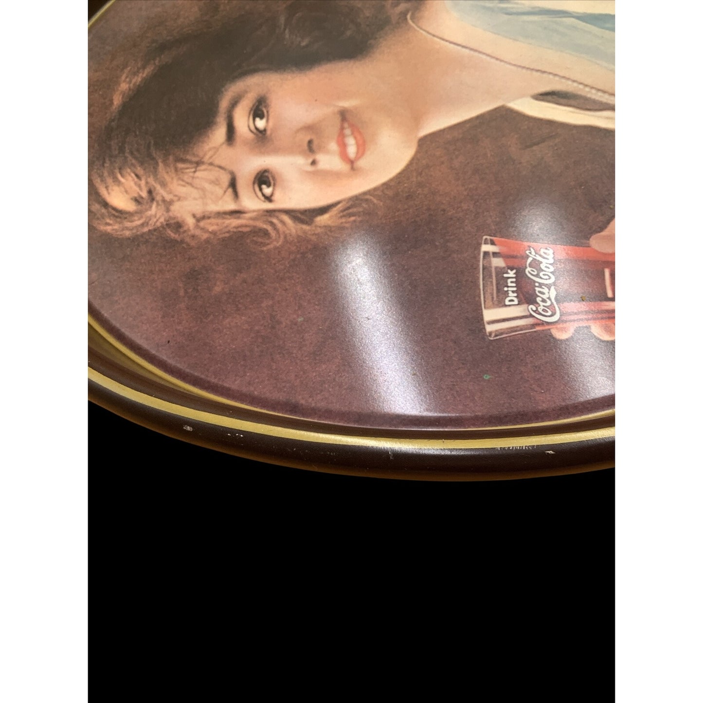 Vintage Coca-Cola 1973 Oval Tray Lady Drinking Glass of Coke 1928 Reproduction