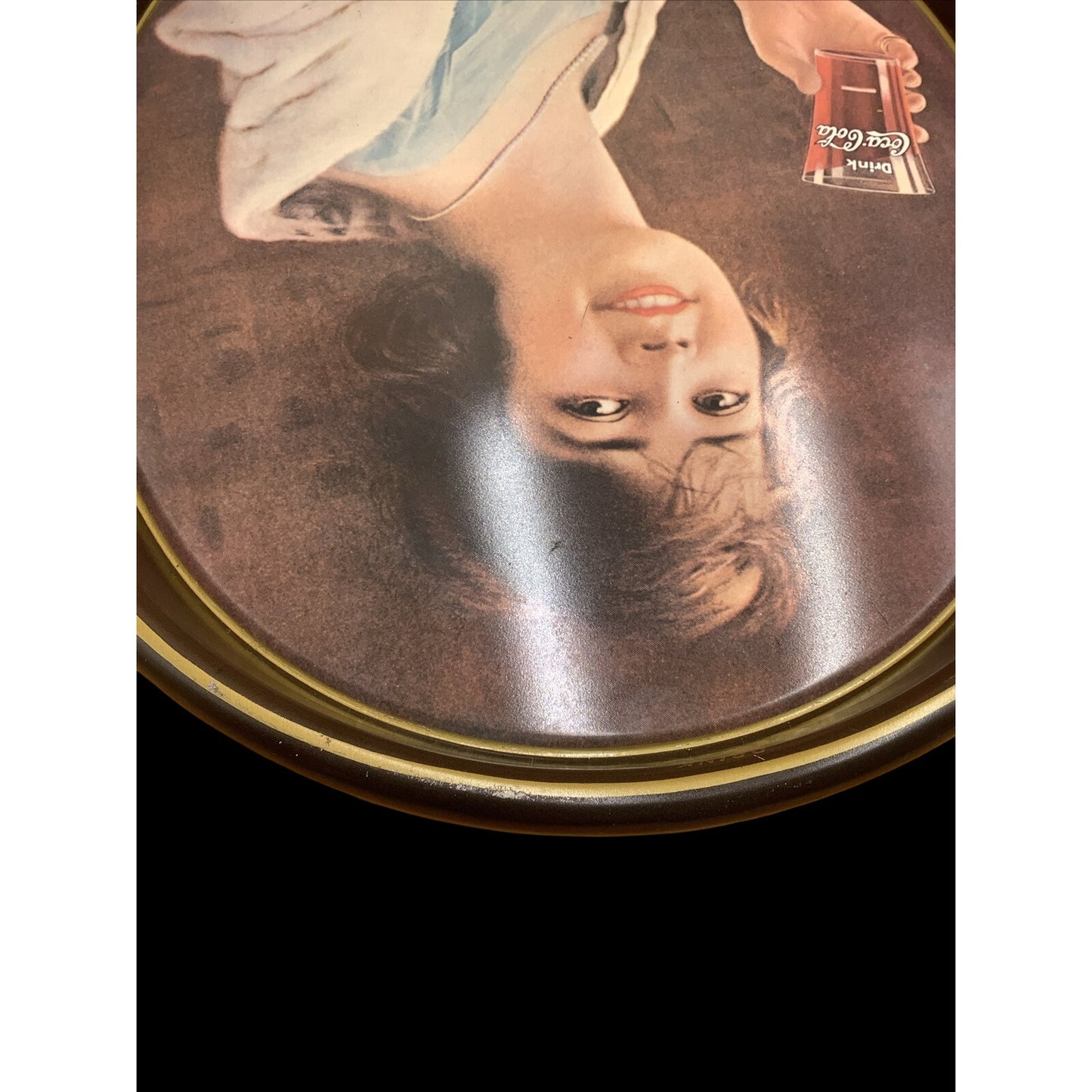 Vintage Coca-Cola 1973 Oval Tray Lady Drinking Glass of Coke 1928 Reproduction