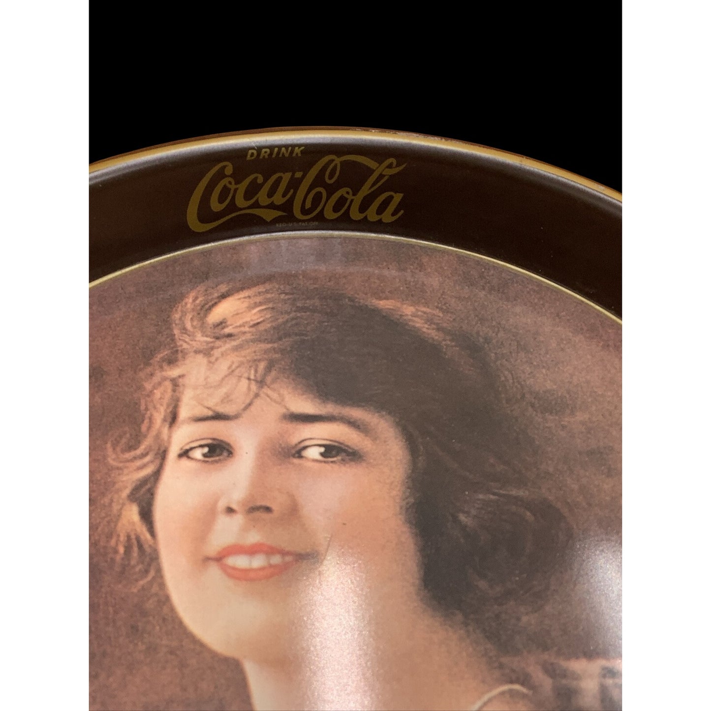 Vintage Coca-Cola 1973 Oval Tray Lady Drinking Glass of Coke 1928 Reproduction