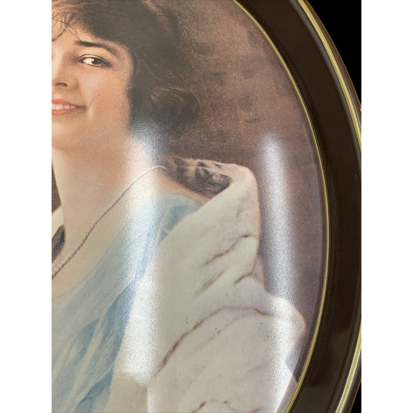 Vintage Coca-Cola 1973 Oval Tray Lady Drinking Glass of Coke 1928 Reproduction