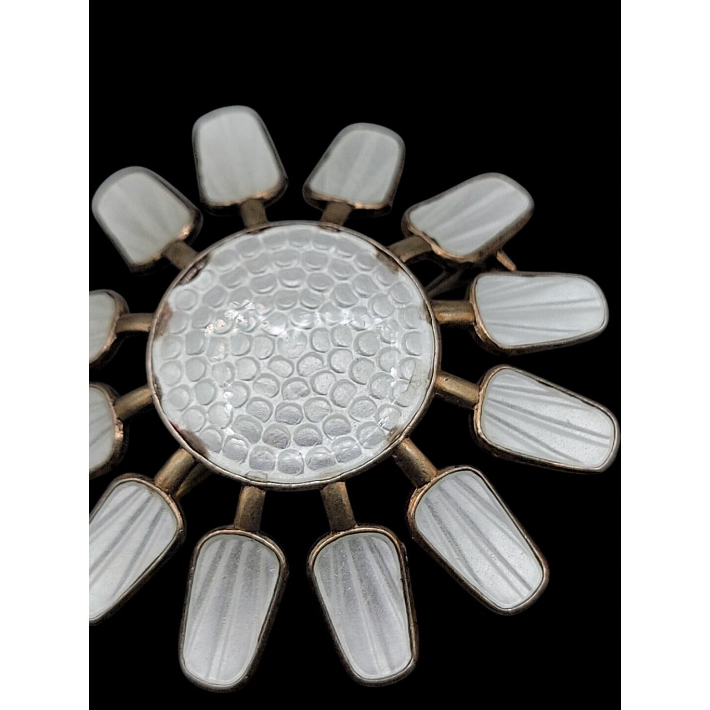 Aksel Holmsen Norway Sunflower Sterling Silver Flower Brooch White Gullioch