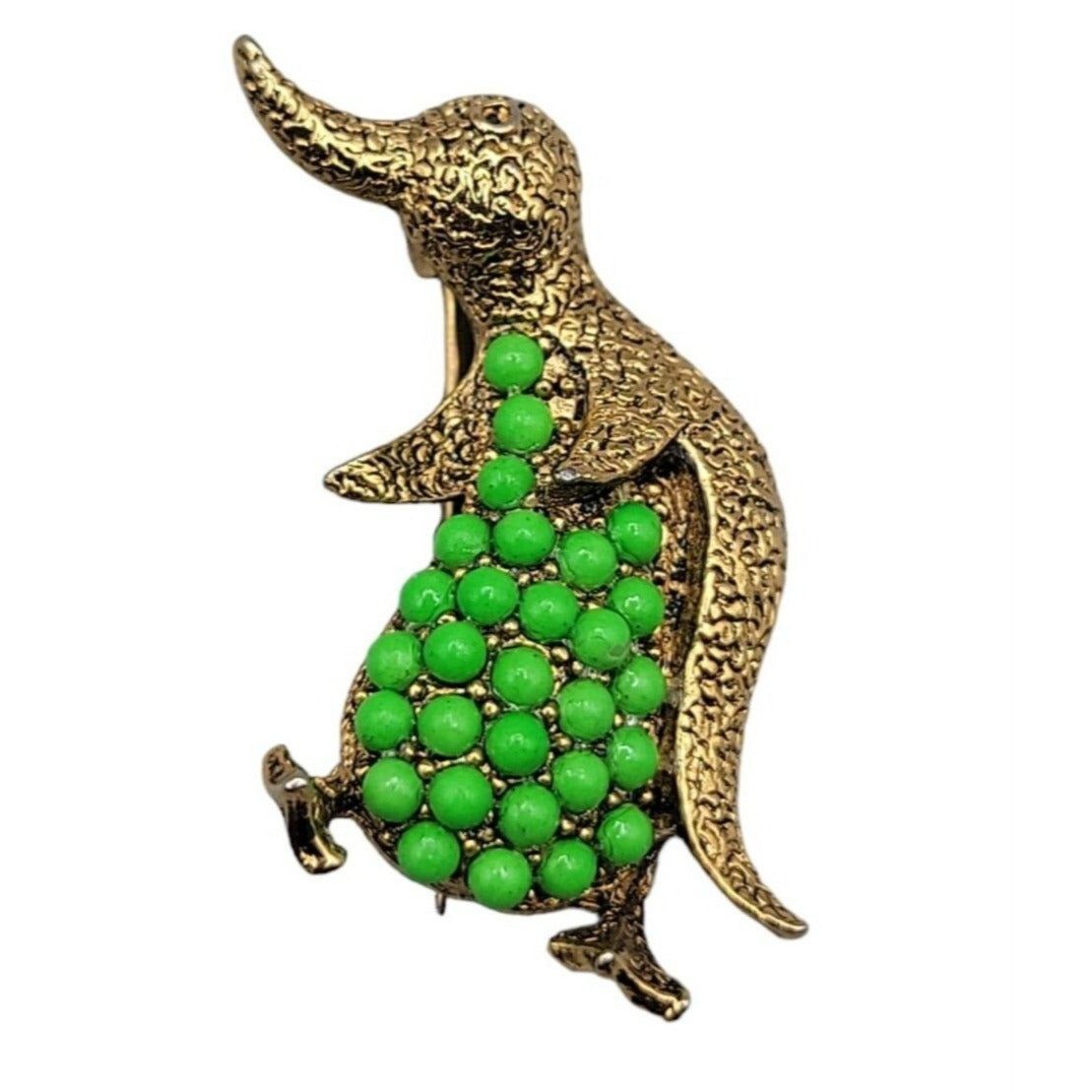 Vintage Green Belly Penguin Brooch Gold Tone Brooch Whysical Animal Fashion Pin