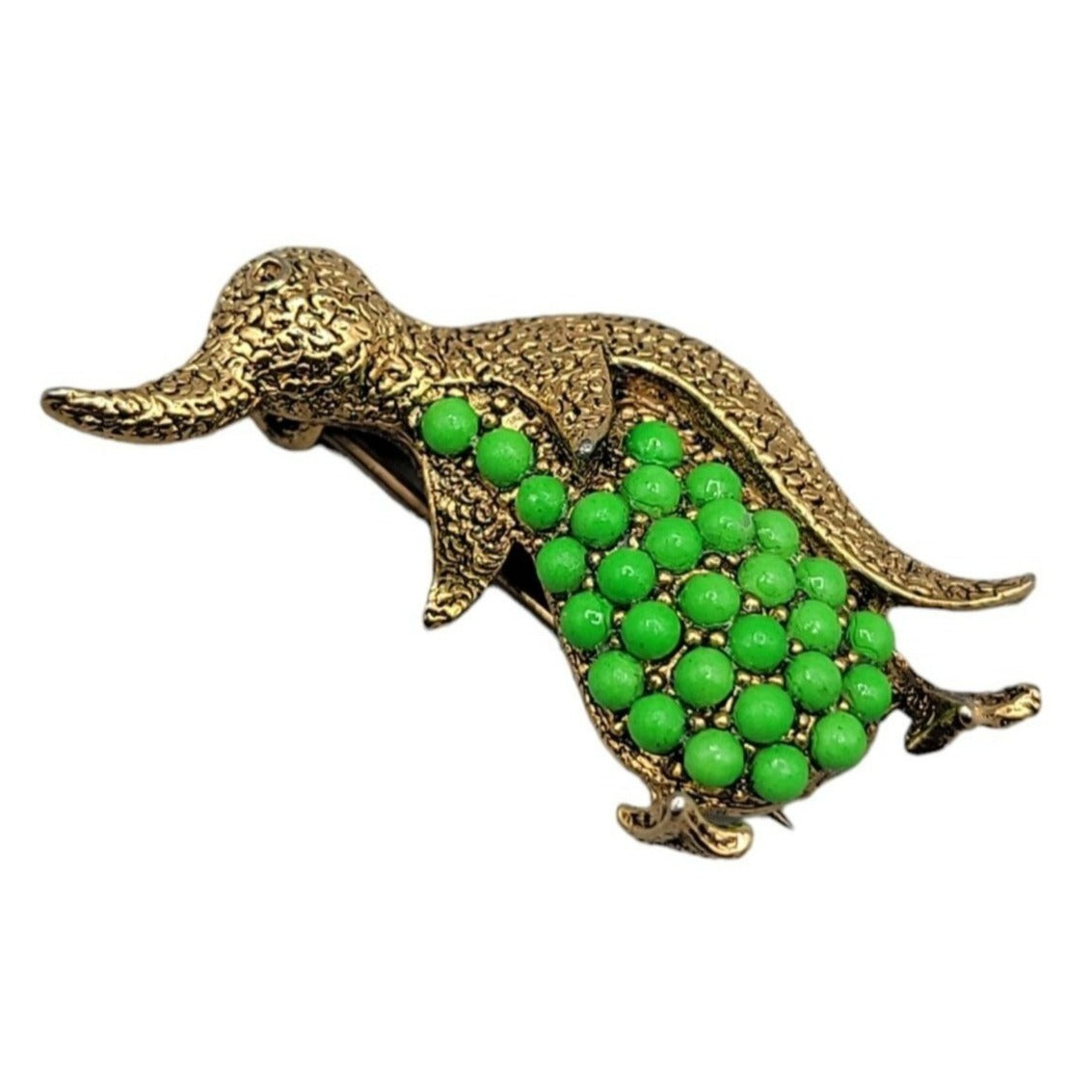 Vintage Green Belly Penguin Brooch Gold Tone Brooch Whysical Animal Fashion Pin