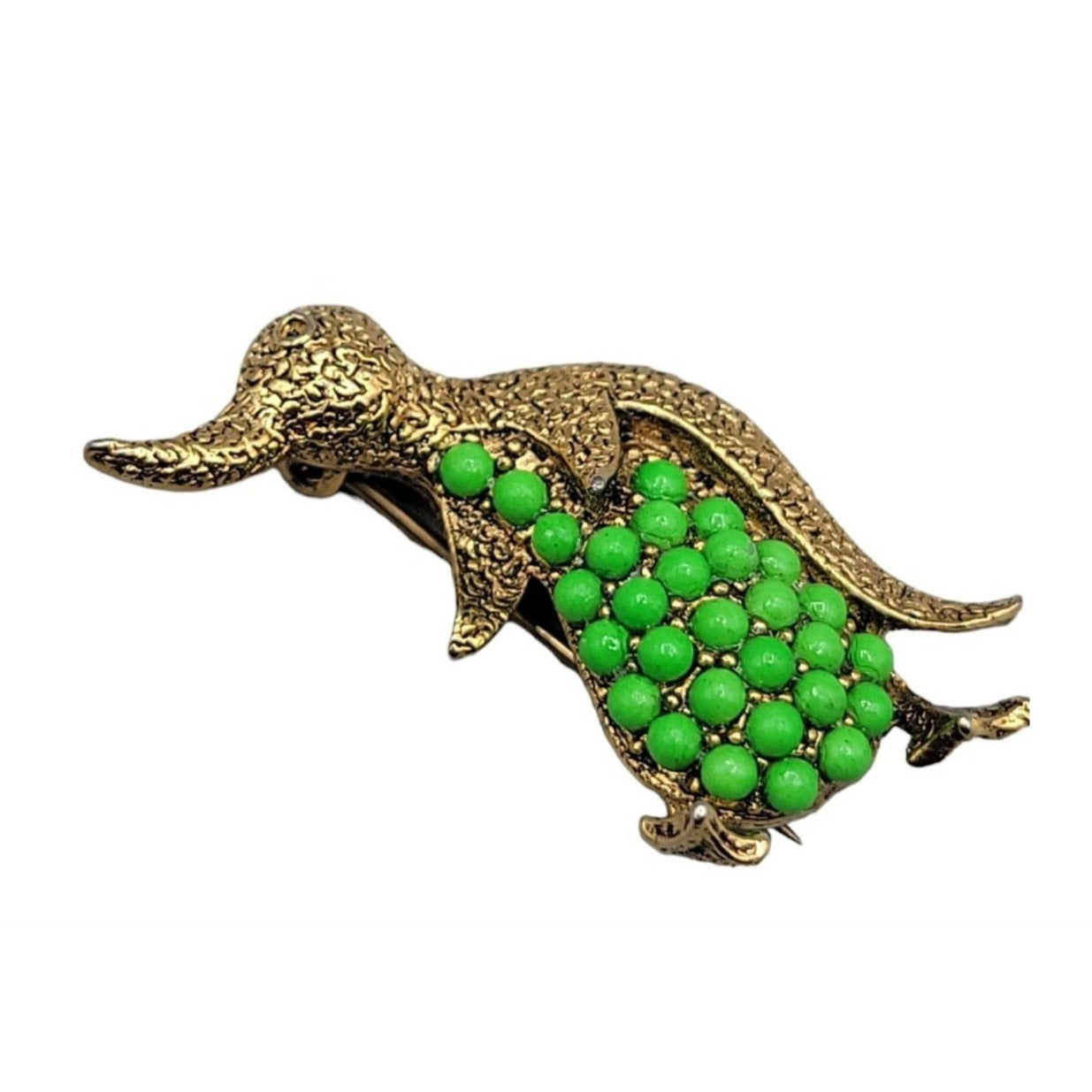 Vintage Green Belly Penguin Brooch Gold Tone Brooch Whysical Animal Fashion Pin