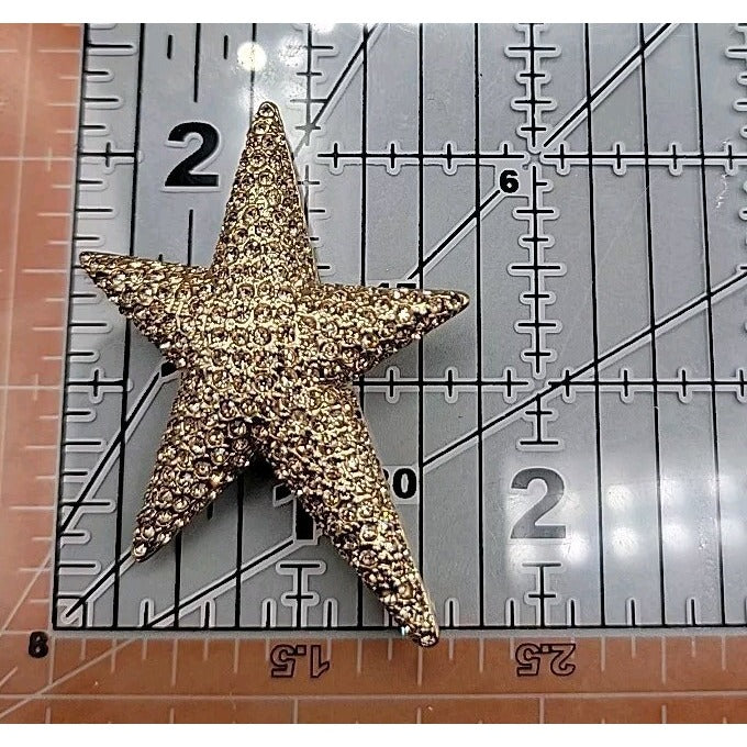 Vintage Carolee 1996 Crystal Star Brooch Limited Edition Gold Tone Signed Dated