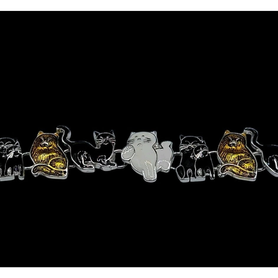 Cat Jewerly Lot 4 Kitty Pins Brooches Bracelet Sterling Silver Necklace