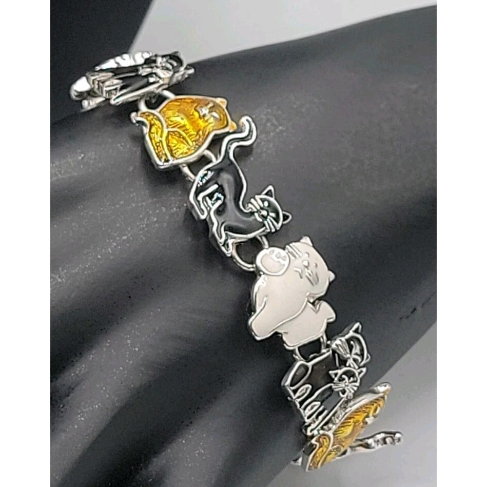 Cat Jewerly Lot 4 Kitty Pins Brooches Bracelet Sterling Silver Necklace