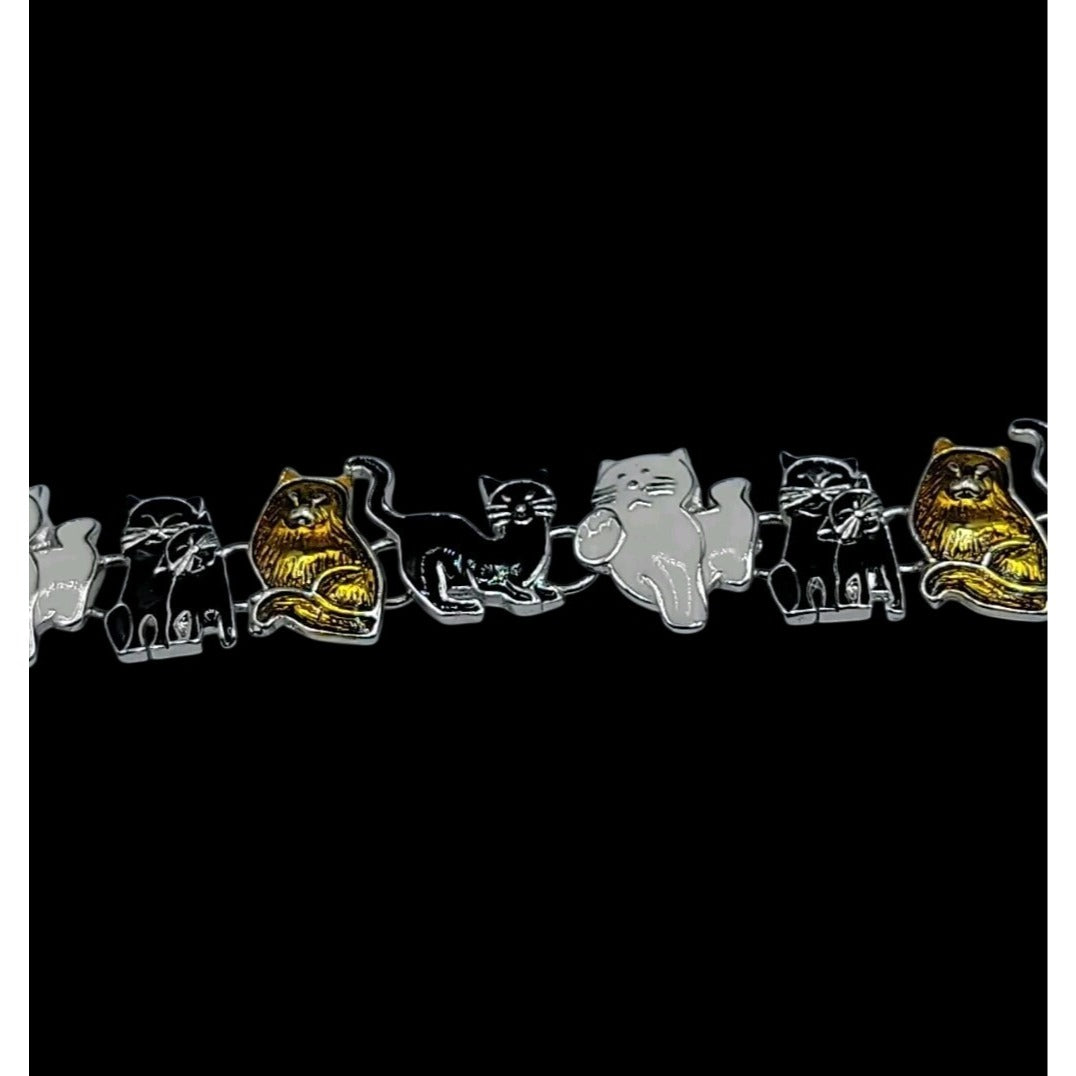 Cat Jewerly Lot 4 Kitty Pins Brooches Bracelet Sterling Silver Necklace