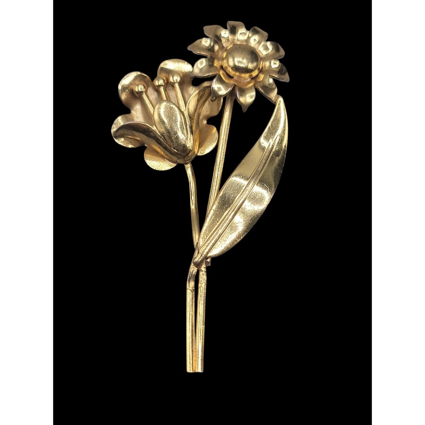 Corocraft Sterling Silver Vermeil Flower Brooch Pin Early 1940s Signed Rare