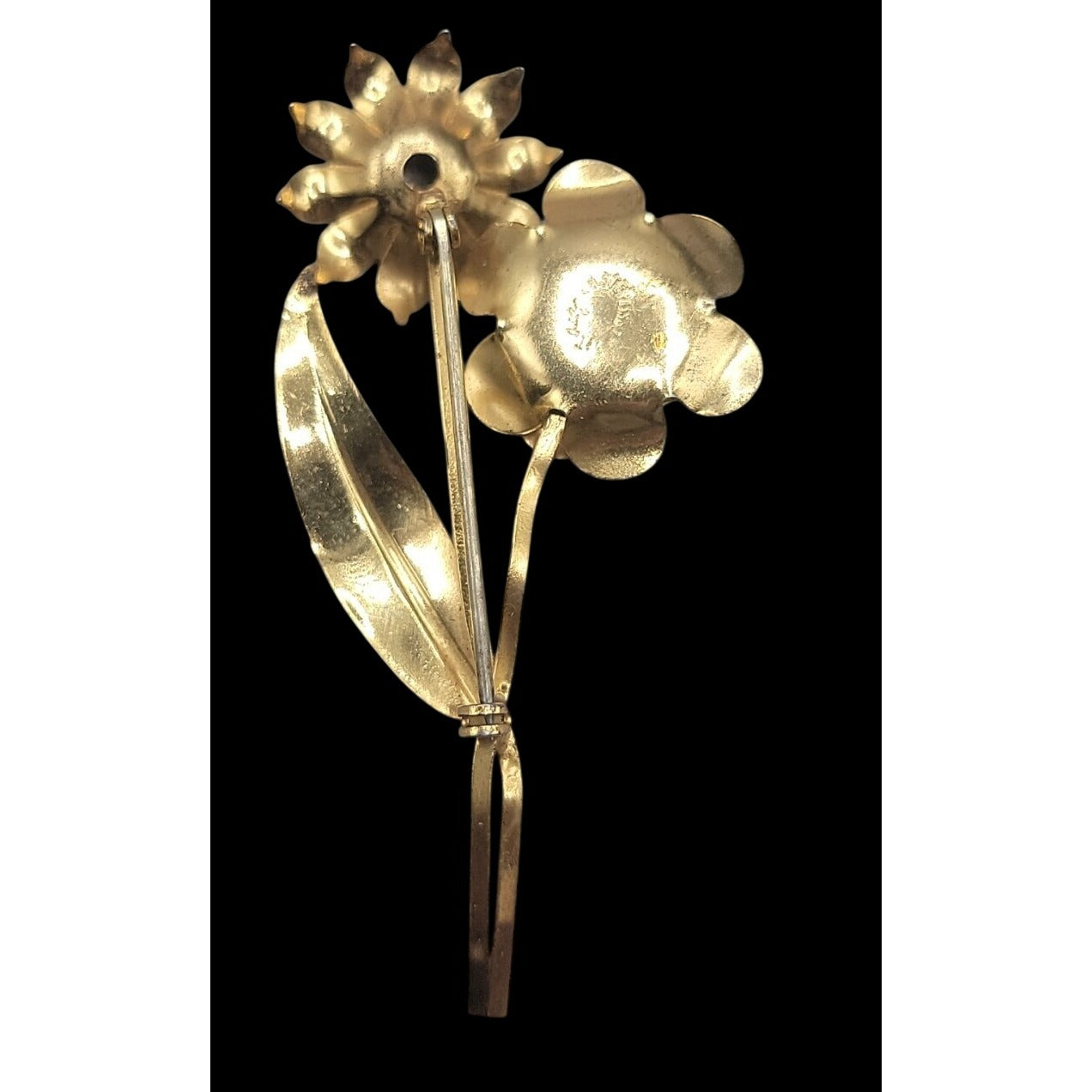 Corocraft Sterling Silver Vermeil Flower Brooch Pin Early 1940s Signed Rare