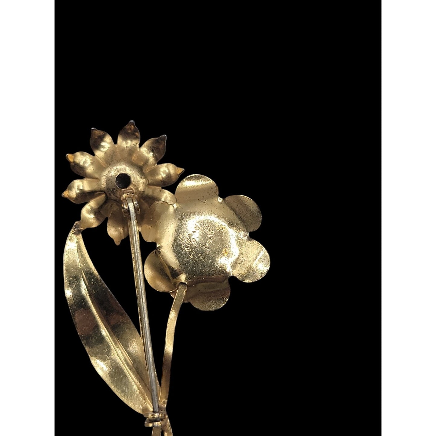 Corocraft Sterling Silver Vermeil Flower Brooch Pin Early 1940s Signed Rare