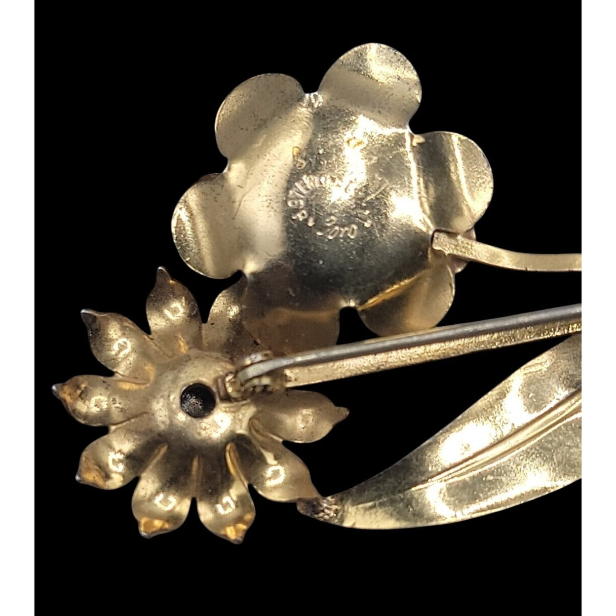 Corocraft Sterling Silver Vermeil Flower Brooch Pin Early 1940s Signed Rare