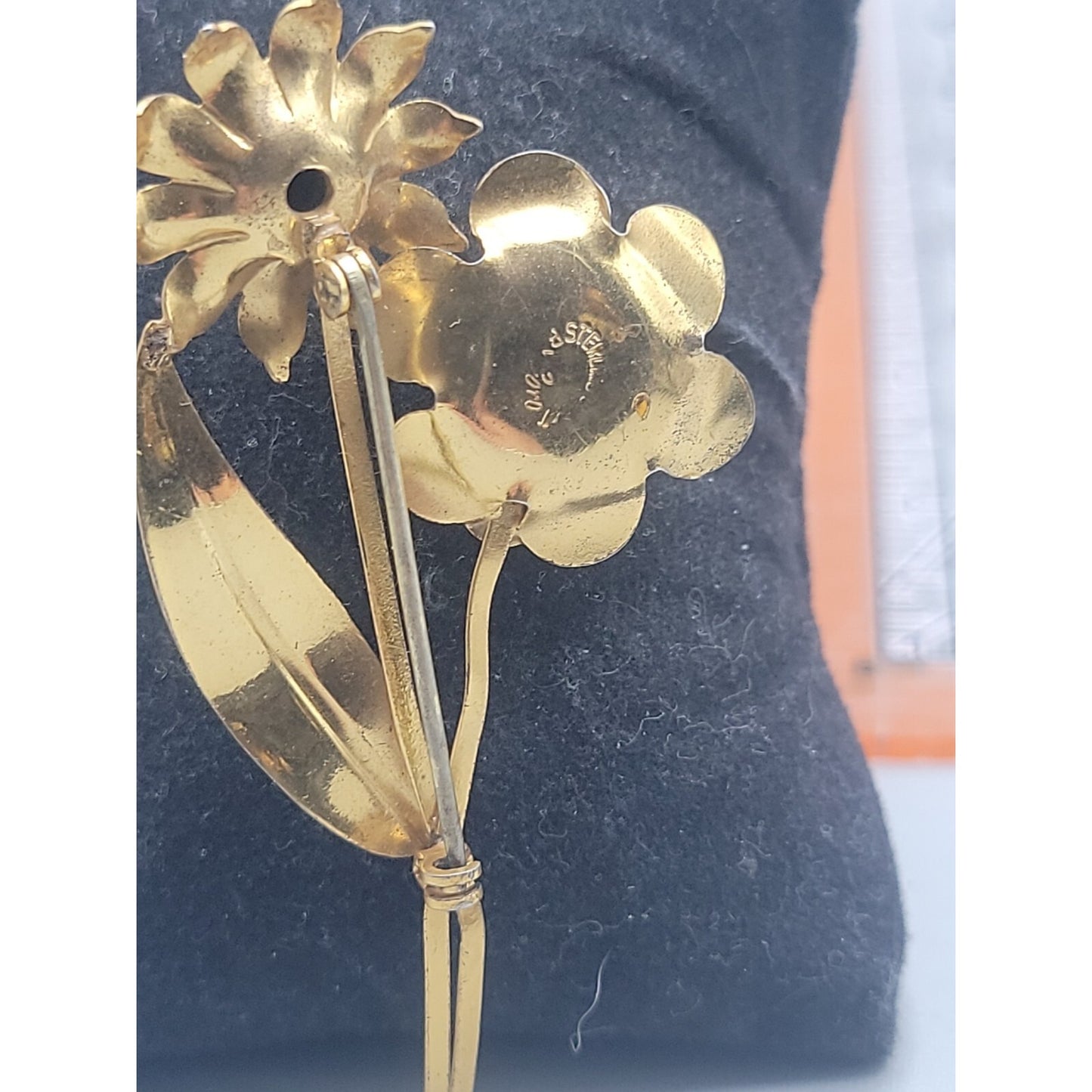 Corocraft Sterling Silver Vermeil Flower Brooch Pin Early 1940s Signed Rare