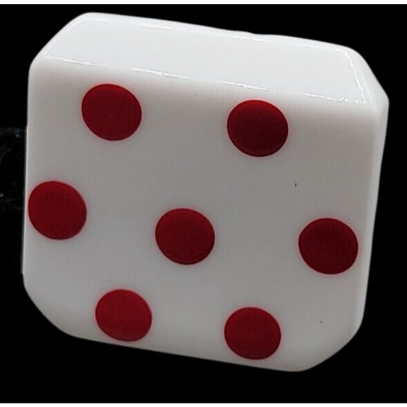 Vintage Lucite Dice Clip On Earrings Large Lucky 7 White Red Polka Dots Vegas