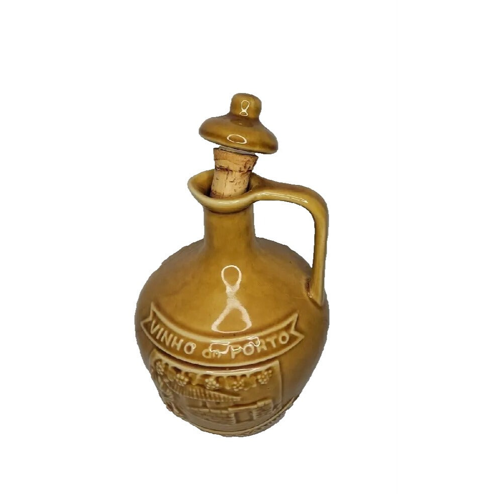 Antique Vinho do Porto Bottle Port Wine Glazed Stoneware Douro Portugal Stopper
