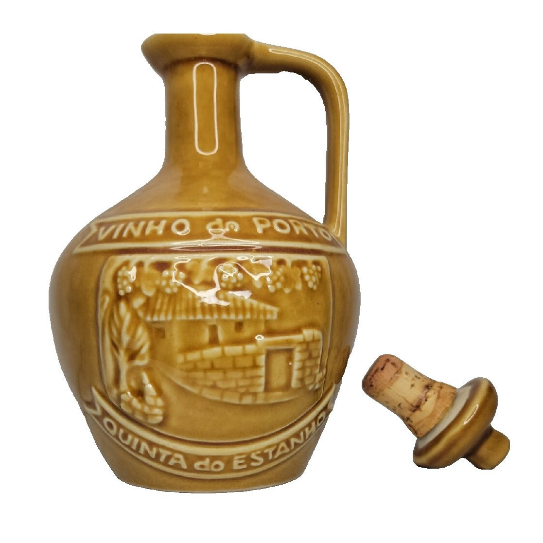 Antique Vinho do Porto Bottle Port Wine Glazed Stoneware Douro Portugal Stopper