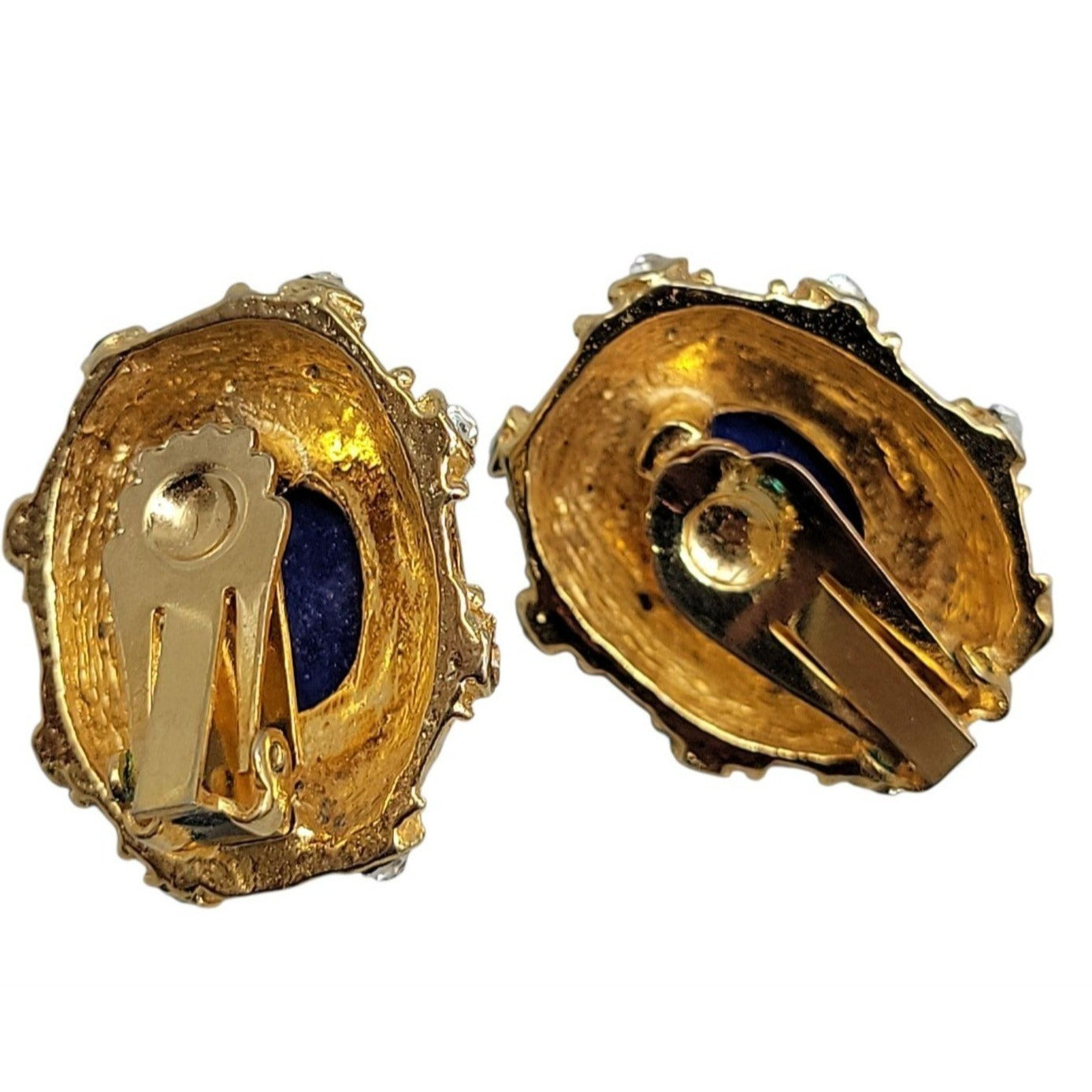 Lapis Inspired Sodalite & Crystal Clip-On Earrings Entrunscun Inspired Vintage