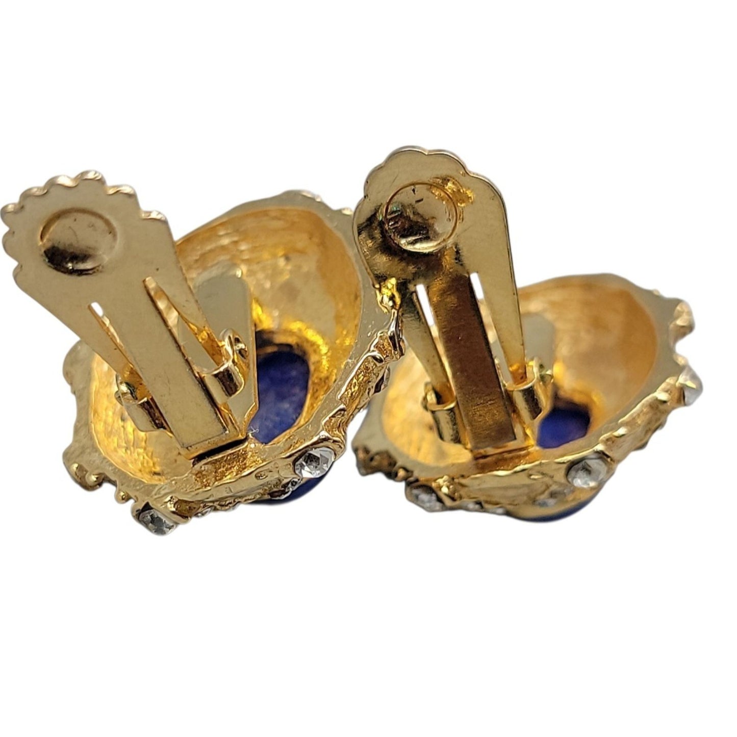 Lapis Inspired Sodalite & Crystal Clip-On Earrings Entrunscun Inspired Vintage