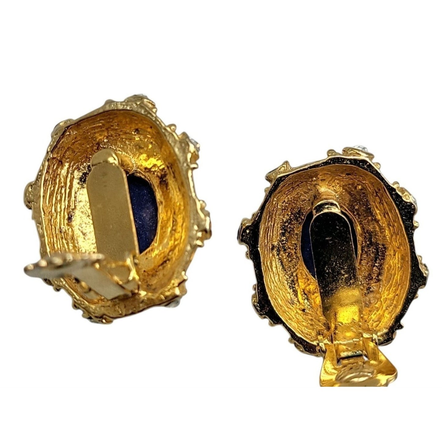 Lapis Inspired Sodalite & Crystal Clip-On Earrings Entrunscun Inspired Vintage