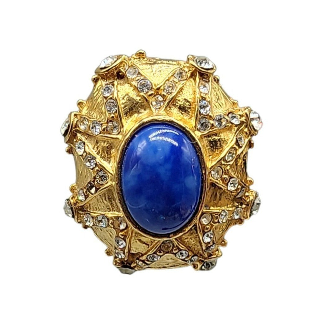 Lapis Inspired Sodalite & Crystal Clip-On Earrings Entrunscun Inspired Vintage