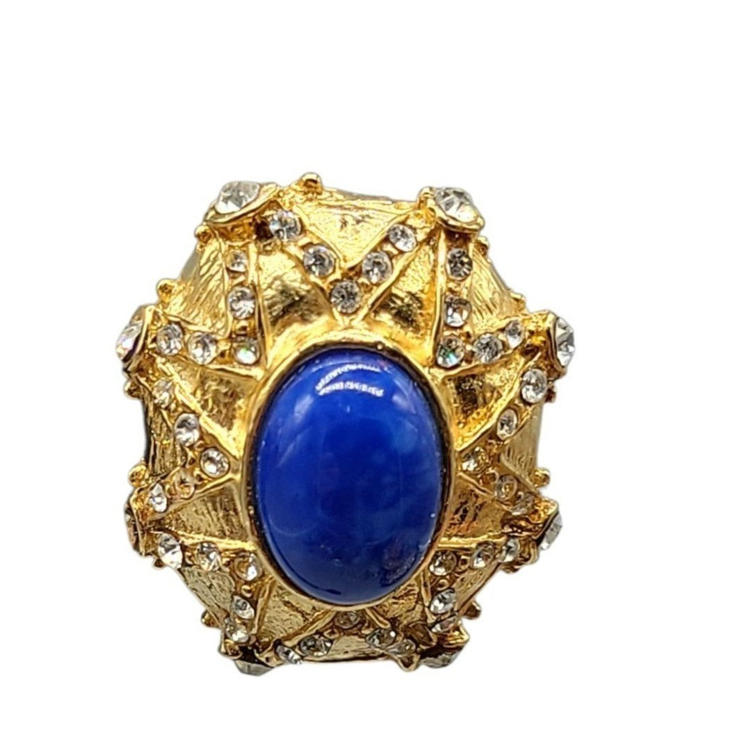 Lapis Inspired Sodalite & Crystal Clip-On Earrings Entrunscun Inspired Vintage