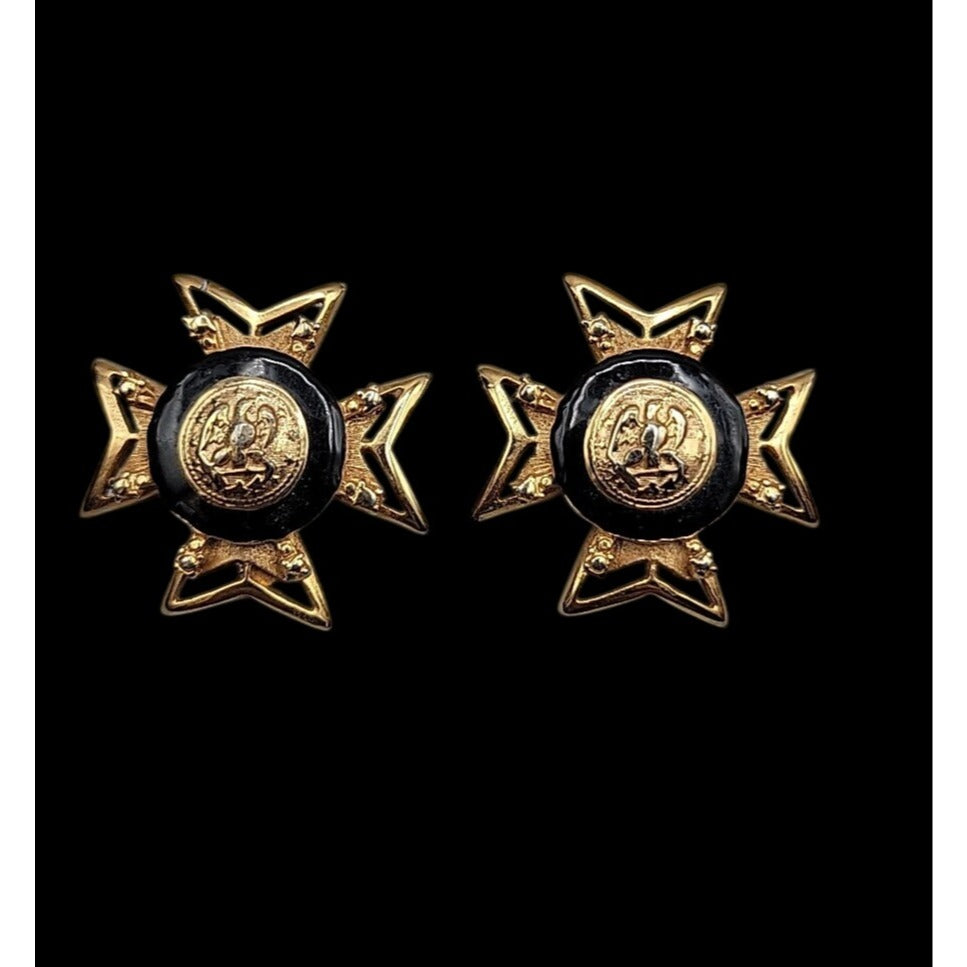 Vintage Masonic Clip On Earrings Knights Templar Order Malta Medal Maltese Cross