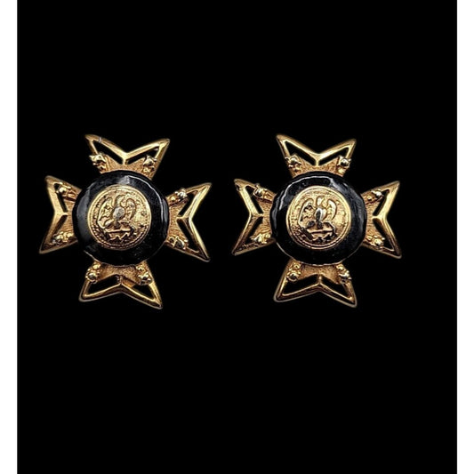Vintage Masonic Clip On Earrings Knights Templar Order Malta Medal Maltese Cross