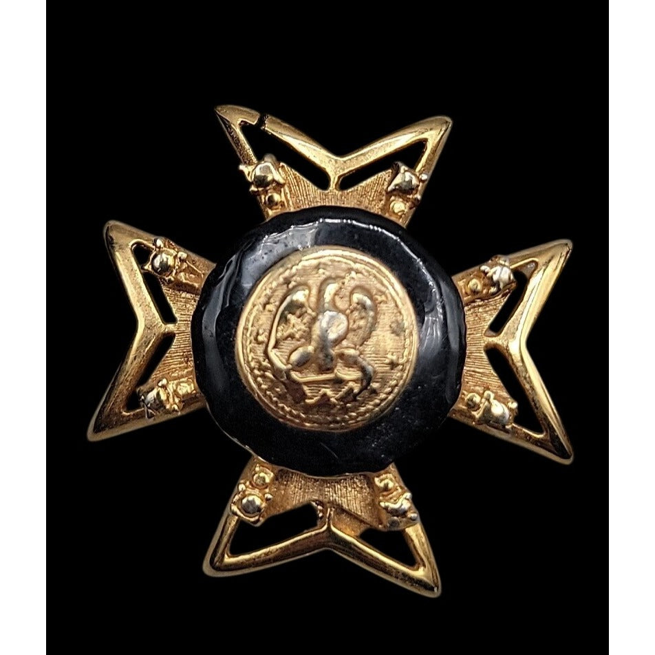 Vintage Masonic Clip On Earrings Knights Templar Order Malta Medal Maltese Cross