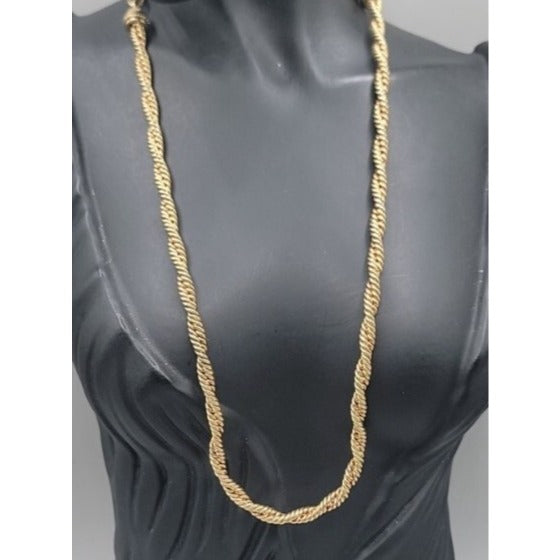 Monet Twisted Gold Chain Necklace Signed On Clasp 17" Adjustable Vintage