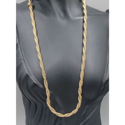Monet Twisted Gold Chain Necklace Signed On Clasp 17" Adjustable Vintage