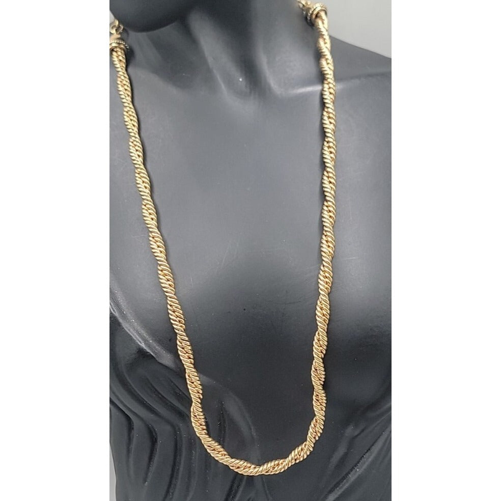 Monet Twisted Gold Chain Necklace Signed On Clasp 17" Adjustable Vintage