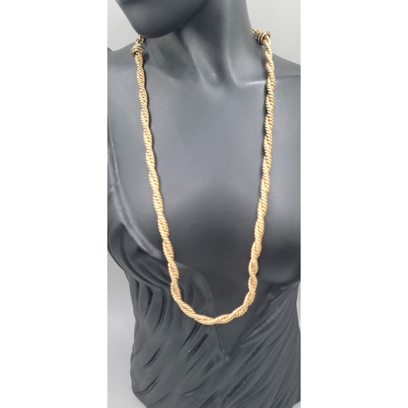 Monet Twisted Gold Chain Necklace Signed On Clasp 17" Adjustable Vintage