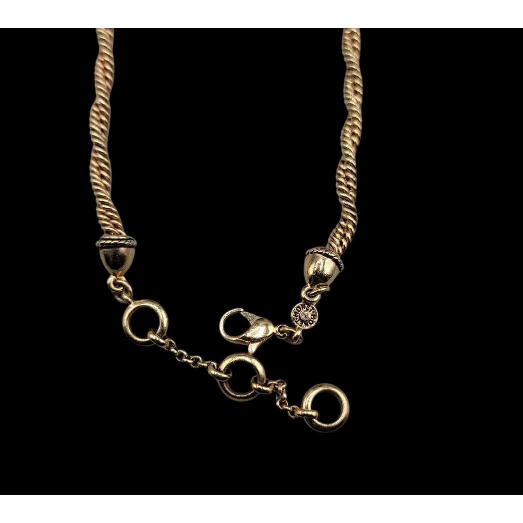 Monet Twisted Gold Chain Necklace Signed On Clasp 17" Adjustable Vintage