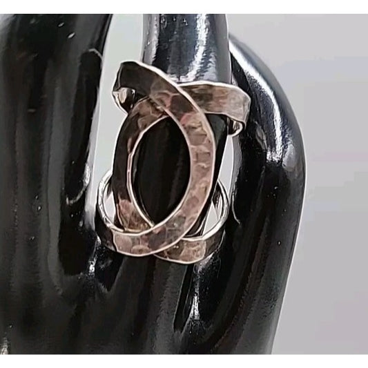 Vintage HOB Mexico Sterling Silver Hammered Bypass Ring SZ 6.5 House Of Bangles