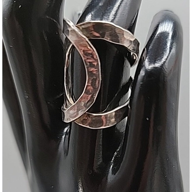Vintage HOB Mexico Sterling Silver Hammered Bypass Ring SZ 6.5 House Of Bangles